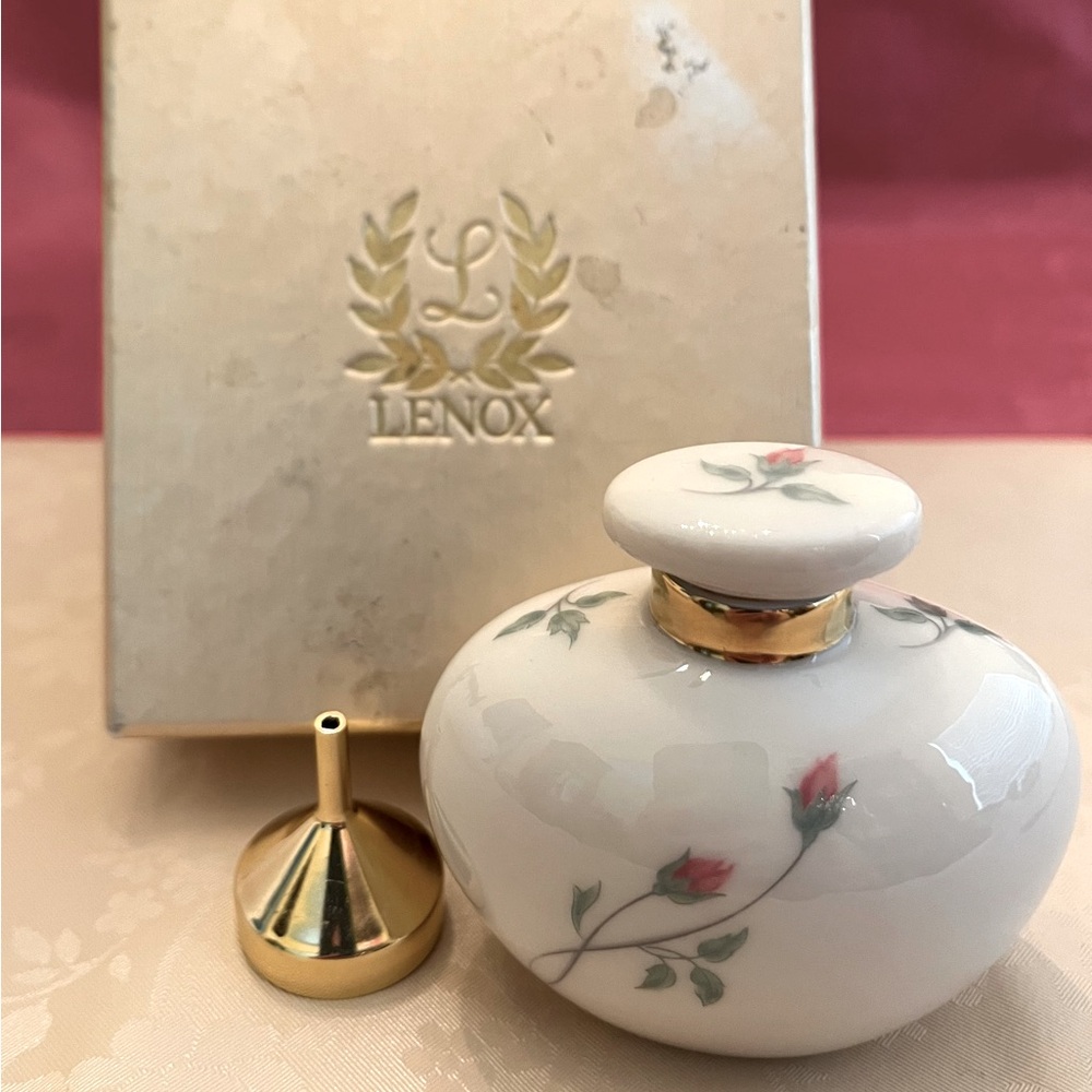 Lenox Floral Porcelain Perfume Bottle with Gold Accents